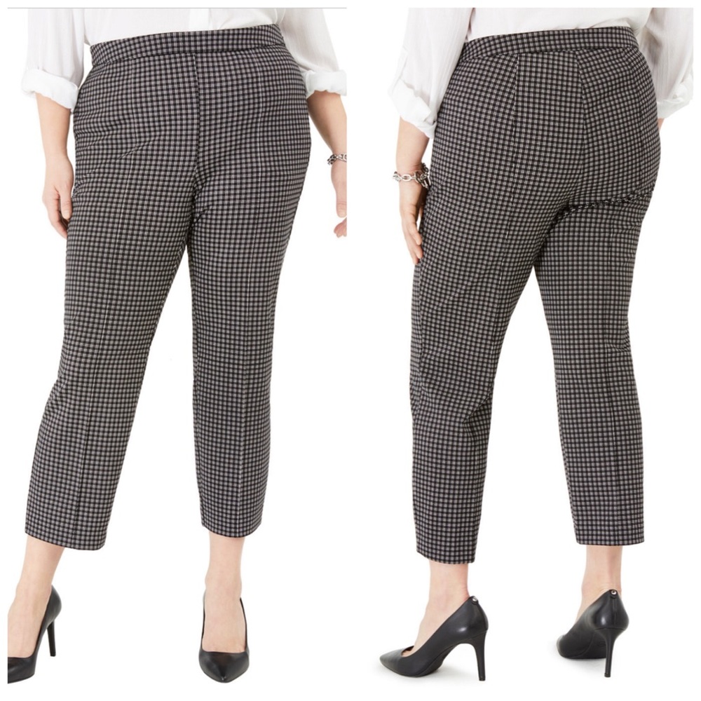 Michael Kors Black & White Check Crop Pants 2X